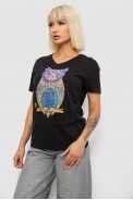 Футболка женская с принтом, цвет черный, 244R2804 - фото № 2
