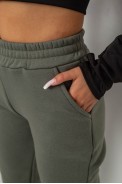 Спортивні штани жіночі на флісі  -уцінка, колір хакі, 238R58641-3-U - фото № 4