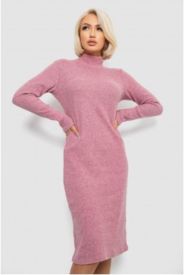 Платье повседневное утепленное, цвет пудровый, 257R115