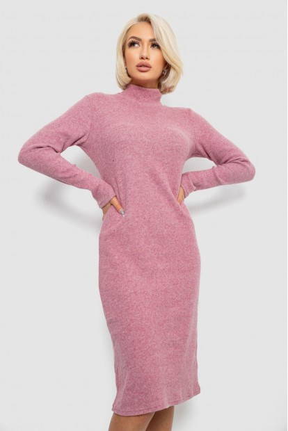 Платье повседневное утепленное, цвет пудровый, 257R115