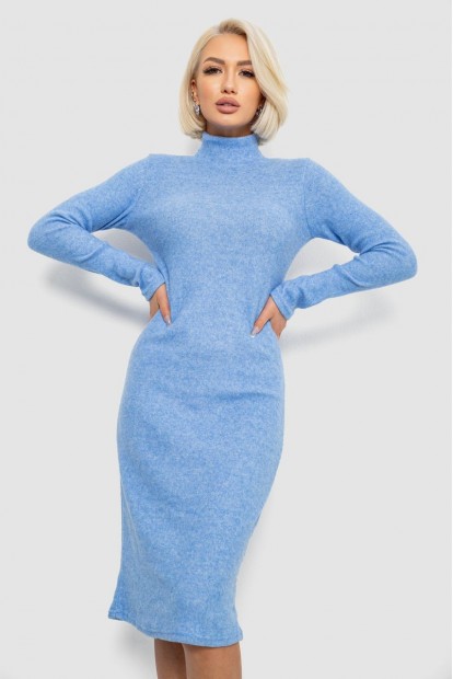 Платье повседневное утепленное, цвет голубой, 257R115