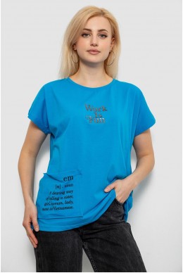 Футболка женская с принтом, цвет бирюзовый, 244R3017