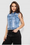 Жилет женский джинсовый, цвет голубой, 244RB905 - фото № 2