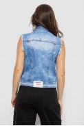 Жилет женский джинсовый, цвет голубой, 244RB905 - фото № 3