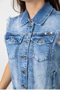 Жилет женский джинсовый, цвет голубой, 244RB905 - фото № 4