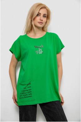 Футболка женская с принтом, цвет зеленый, 244R3017