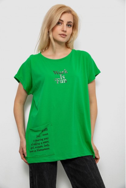 Футболка женская с принтом, цвет зеленый, 244R3017