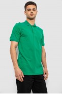 Поло мужское однотонное, цвет зеленый, 244R1458 - фото № 2