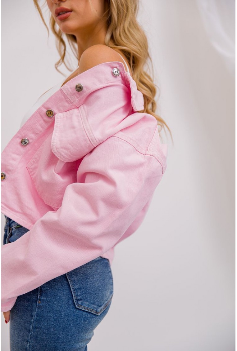 Купить Джинсовая куртка женская, цвет розовый, 157R305 - Фото №2