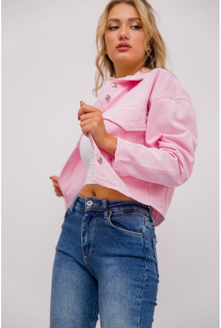 Купить Джинсовая куртка женская, цвет розовый, 157R305 - Фото №3