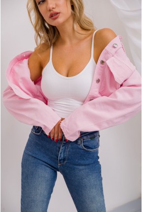 Джинсова куртка, колір рожевий, 157R305