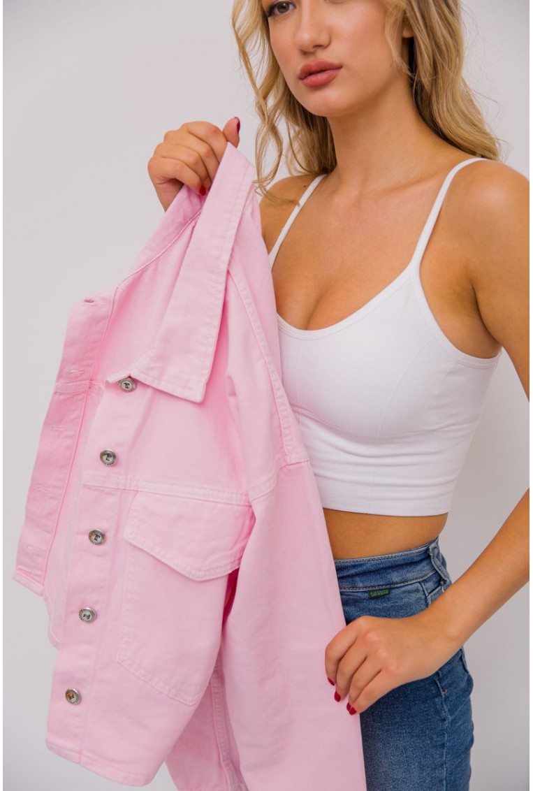 Купить Джинсовая куртка женская, цвет розовый, 157R305 - Фото №6