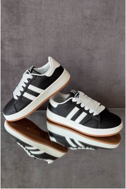 Кроссовки женские экокожа, цвет черно-белый, 248RJH300-5