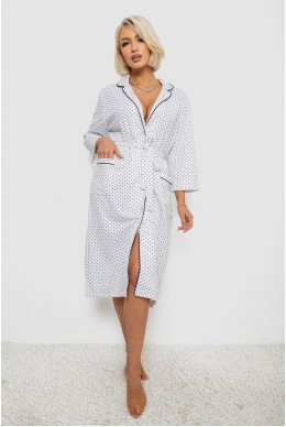 Халат женский домашний в горошек  -уценка, цвет белый, 257R334-U