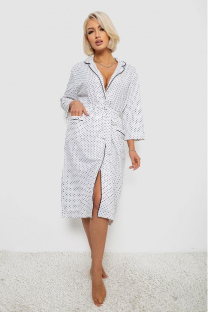 Халат женский домашний в горошек  -уценка, цвет белый, 257R334-U