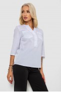 Блуза однотонная  -уценка, цвет белый, 230RP-96-1-U-8 - фото № 2