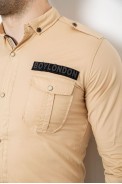 Рубашка мужская однотонная с принтом, цвет бежевый, 186R02 - фото № 4