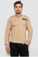 Рубашка мужская однотонная с принтом, цвет бежевый, 186R02 - фото № 0