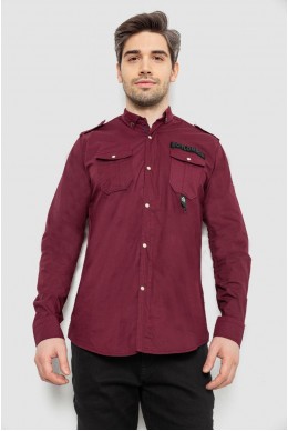 Сорочка чоловіча однотонна з принтом, колір бордовий, 186R02