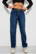Джинси жіночі однотонні MOM FIT, колір синій, 244R8184 - фото № 0