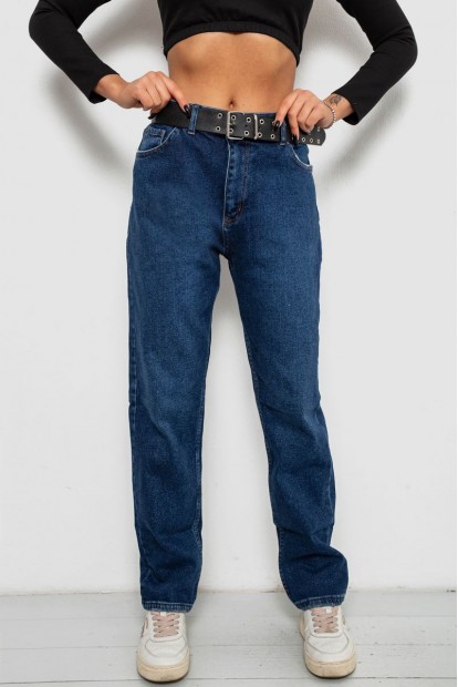 Джинсы женские однотонные MOM FIT, цвет синий, 244R8184