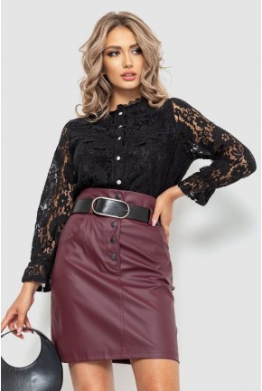 Блуза жіноча на гудзиках гіпюрова, колір чорний, 204R157