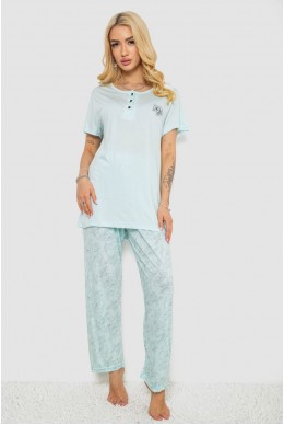Піжама жіноча з принтом  -уцінка, колір м'ятний, 243R6623-U-8