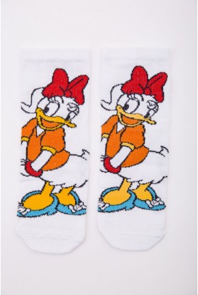 Жіночі шкарпетки, білого кольору з мультяшним принтом, 167R360