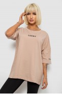 Футболка женская с принтом, цвет бежевый, 244R2019 - фото № 0