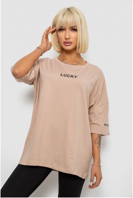 Футболка женская с принтом, цвет бежевый, 244R2019