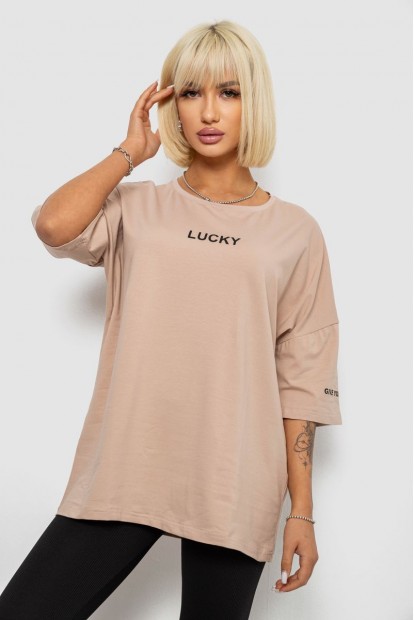 Футболка женская с принтом, цвет бежевый, 244R2019