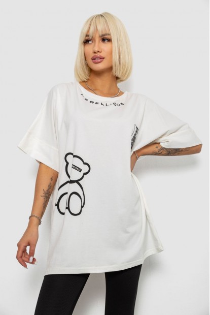 Футболка женская с принтом, цвет молочный, 244R4004