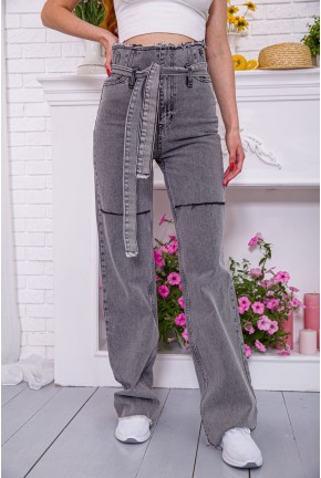 Женские серые джинсы прямого кроя с поясом 198R5005