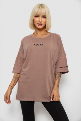 Футболка женская с принтом, цвет мокко, 244R2019