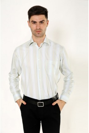 Офисная мужская рубашка в полоску 9021-23