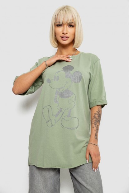 Футболка жіноча з принтом, колір оливковий, 244R1023