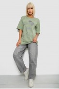Футболка женская с принтом, цвет оливковый, 244R1023 оптом - фото № 1