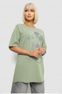 Футболка женская с принтом, цвет оливковый, 244R1023 оптом - фото № 2