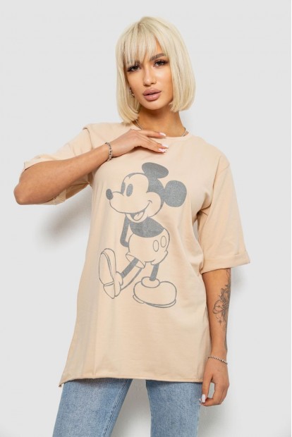 Футболка жіноча з принтом, колір бежевий, 244R1023