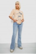 Футболка женская с принтом, цвет бежевый, 244R1023 оптом - фото № 1