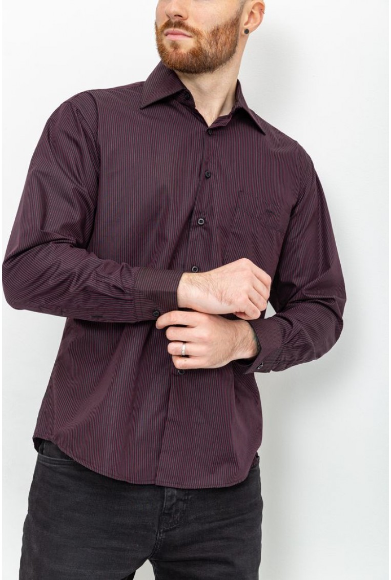 Купить Рубашка мужская в полоску, цвет черно-бордовый, 131R140132 - Фото №3