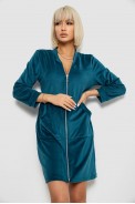 Халат женский велюровый на молнии, цвет изумрудный, 257R1023 - фото № 0