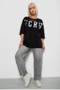 Футболка жіноча з принтом, колір чорний, 244R3008-1 оптом - фото № 1