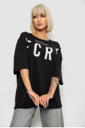 Футболка жіноча з принтом, колір чорний, 244R3008-1 оптом - фото № 0