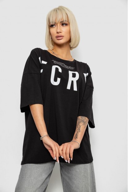 Футболка жіноча з принтом, колір чорний, 244R3008-1