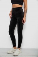 Лосини жіночі велюрові однотонні, колір чорний, 214R263-1 - фото № 2