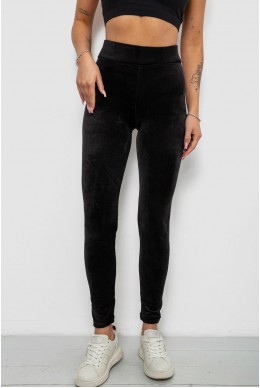 Лосини жіночі велюрові однотонні, колір чорний, 214R263-1