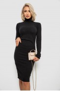 Платье однотонное в рубчик, цвет черный, 257R701-1 - фото № 1