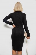 Платье однотонное в рубчик, цвет черный, 257R701-1 - фото № 3