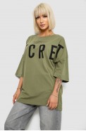 Футболка жіноча з принтом, колір хакі, 244R3008-1 - фото № 2
